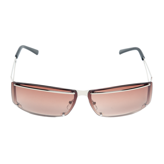 Chokore Hollow Metallic Wrap-around Sunglasses (Brown)