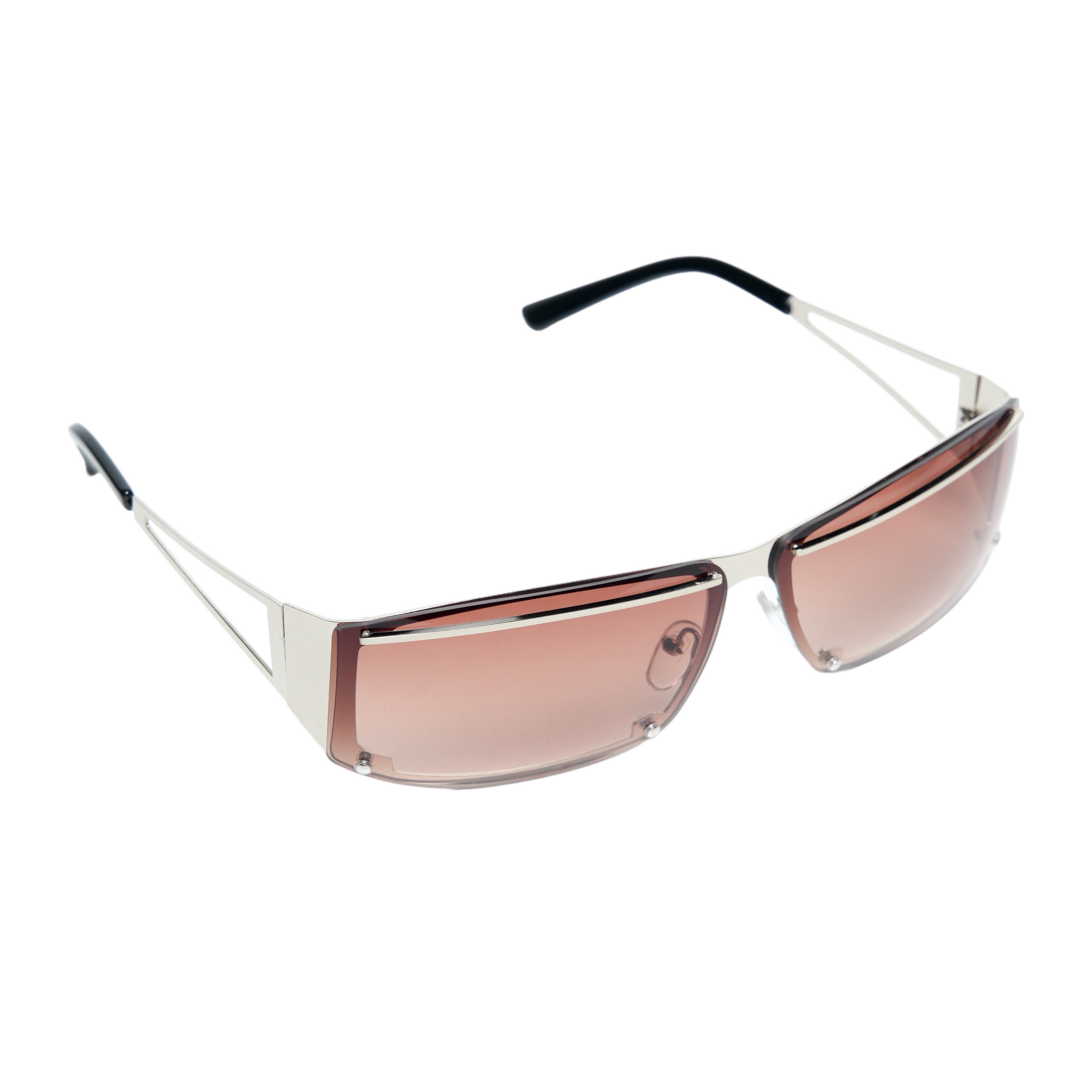 Chokore Hollow Metallic Wrap-around Sunglasses (Brown)