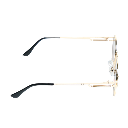 Chokore Vintage Round Metal Sunglasses (Gold & Brown)