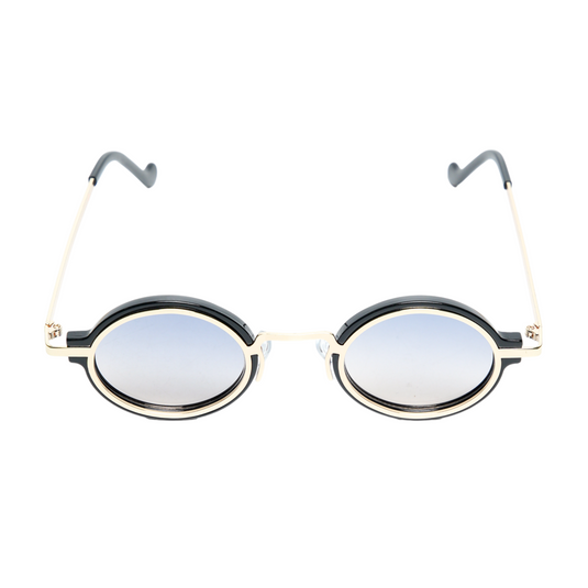 Chokore Round Punk Sunglasses with UV400 Protection (Black & Gold)