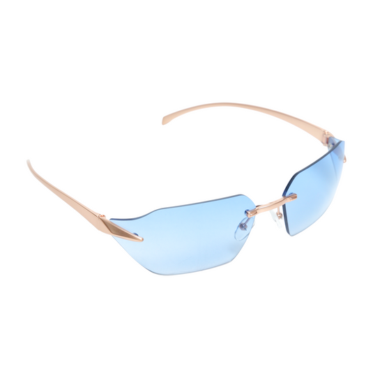 Chokore Rimless Wrap-around Sunglasses (Blue)