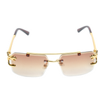 Chokore Chokore Octagon-shaped Metal Sunglasses (Gold & Gray) Chokore Double Bridge Rimless Leopard Head Sunglasses (Tea)