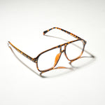 Chokore Green & Orange Enamel Drop Earring, Gold tone Chokore Square Clear Glasses (Leopard)