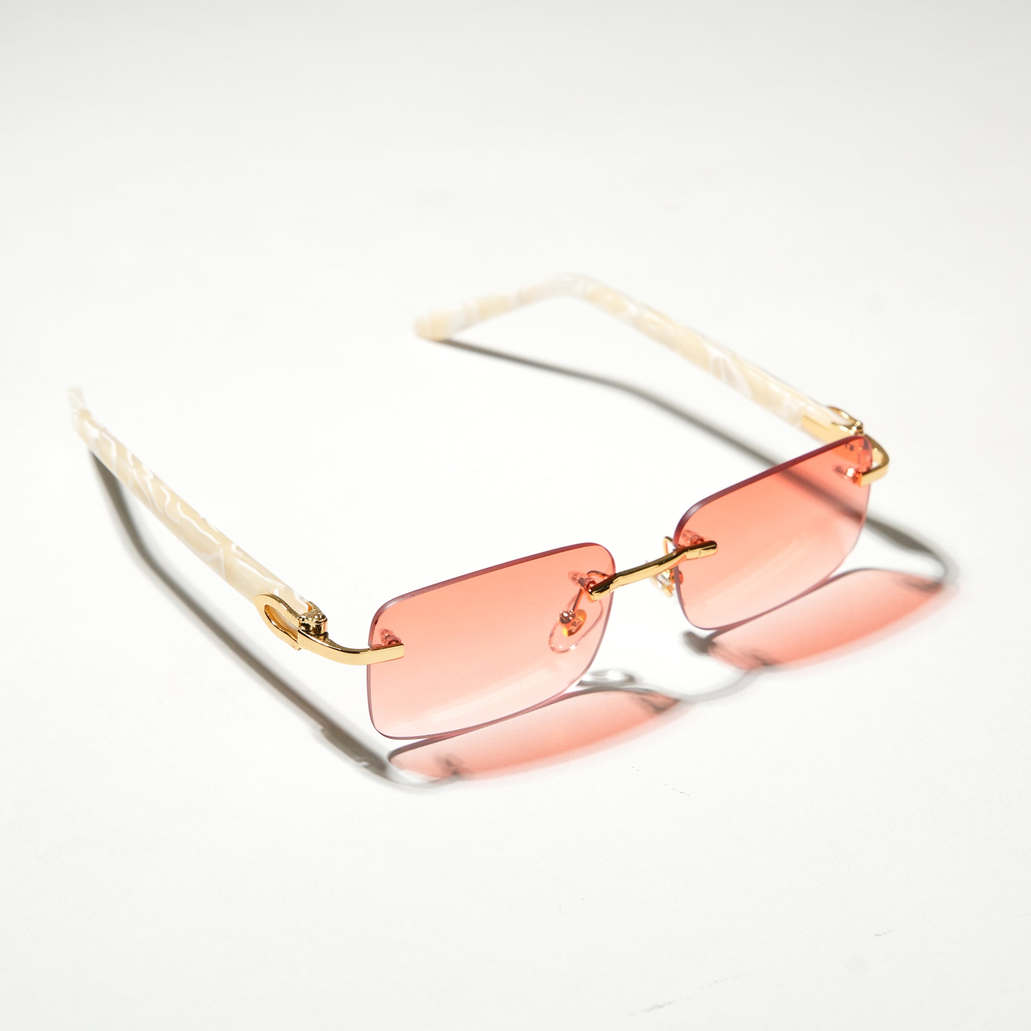 Chokore Rimless Rectangular Sunglasses with Acetate Frame (Red)