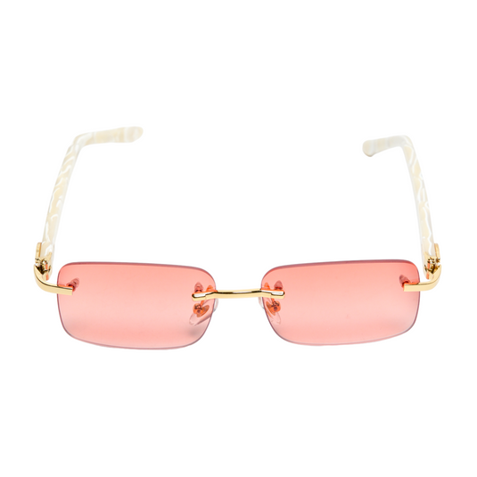 Chokore Rimless Rectangular Sunglasses with Acetate Frame (Red)