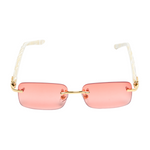 Chokore  Chokore Rimless Rectangular Sunglasses with Acetate Frame (Red)