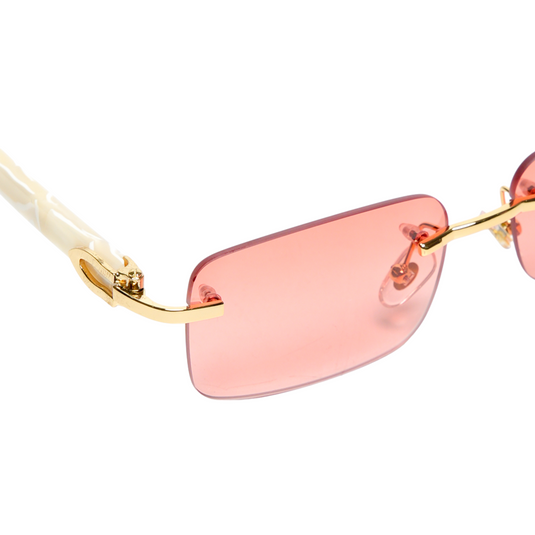 Chokore Rimless Rectangular Sunglasses with Acetate Frame (Red)