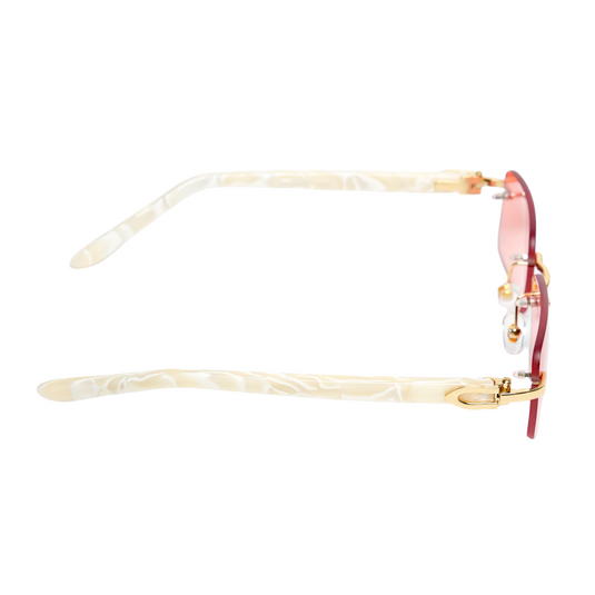 Chokore Rimless Rectangular Sunglasses with Acetate Frame (Red)