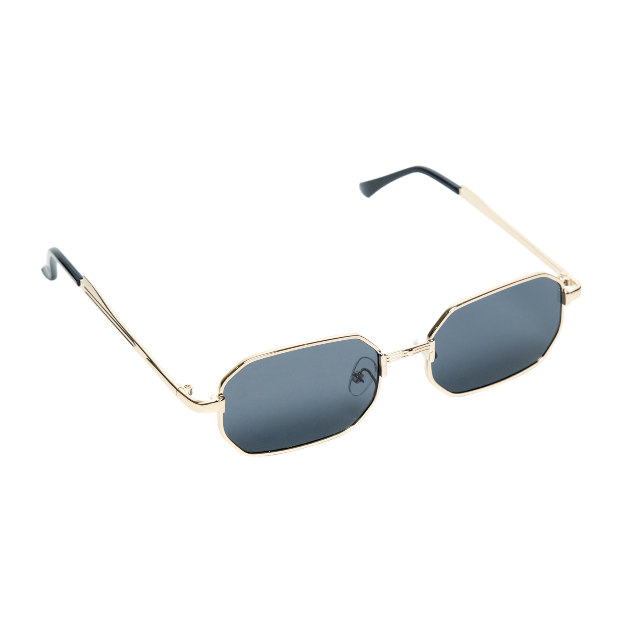 Chokore Rectangular Edgy Sunglasses (Black & Gold)