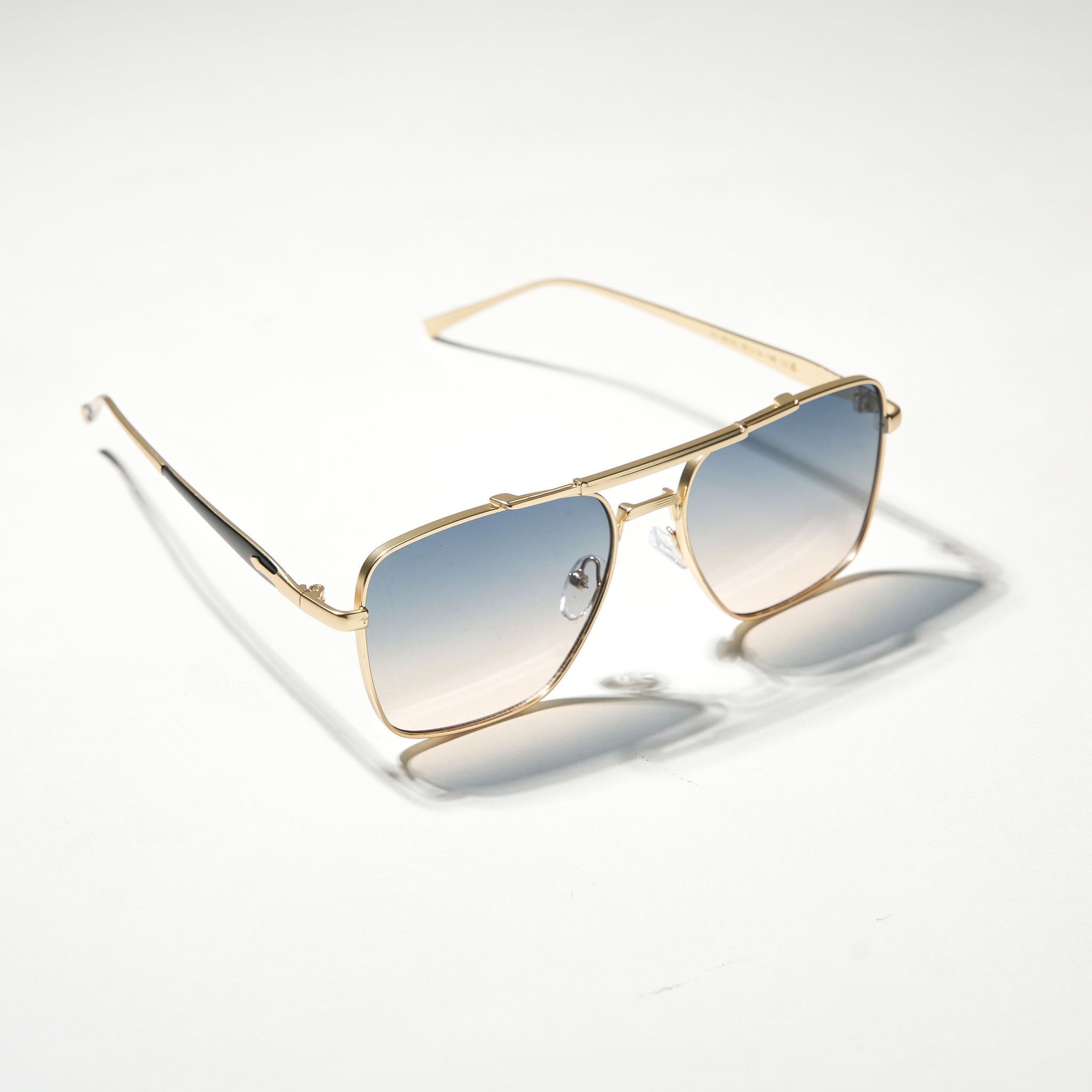 Chokore Retro Double Bridge Double Beam Sunglasses (Blue & Gold)
