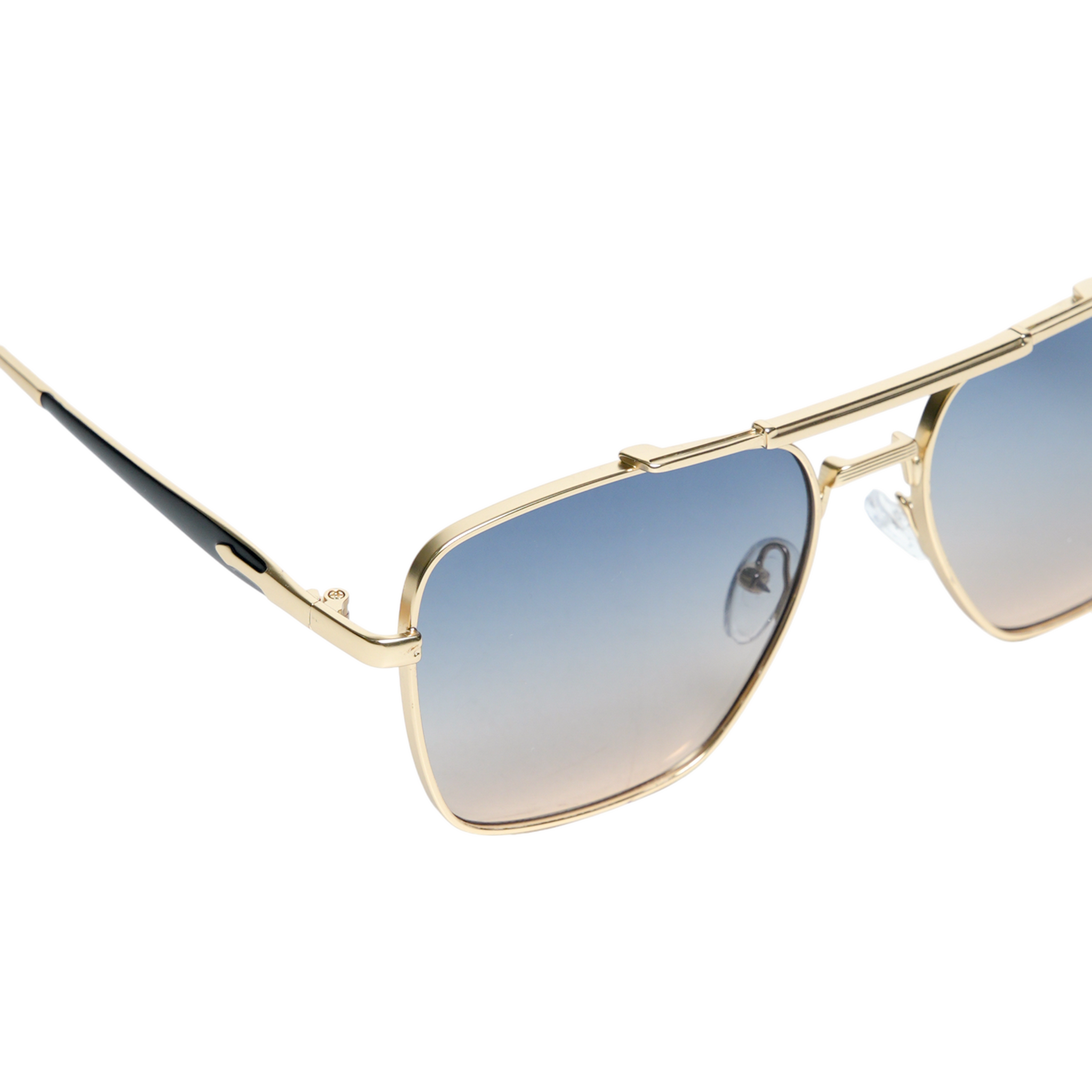 Chokore Retro Double Bridge Double Beam Sunglasses (Blue & Gold)