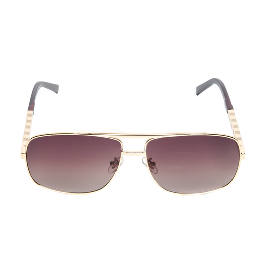 Chokore Retro Double Bridge Sunglasses with UV400 Protection (Brown & Gold)