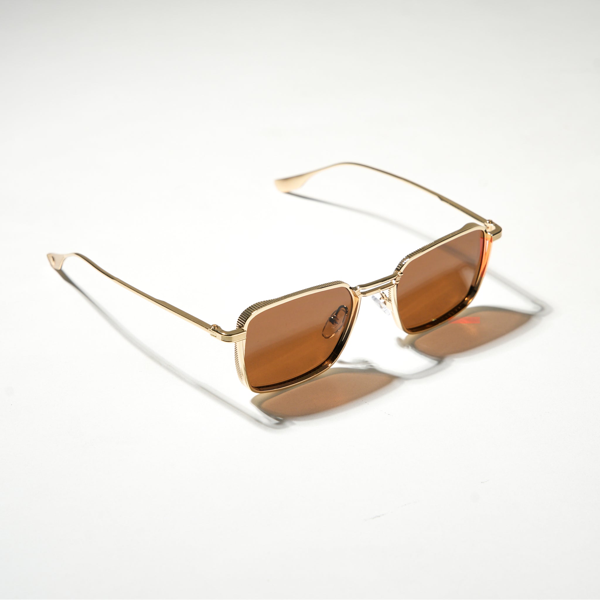 Chokore Double Beam Designer Metal Sunglasses (Brown)