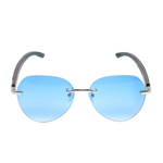 Chokore Chokore Oversized Round Leopard Print Sunglasses (Gray) Chokore Rimless Oversized Sunglasses with Wooden Temple (Blue)