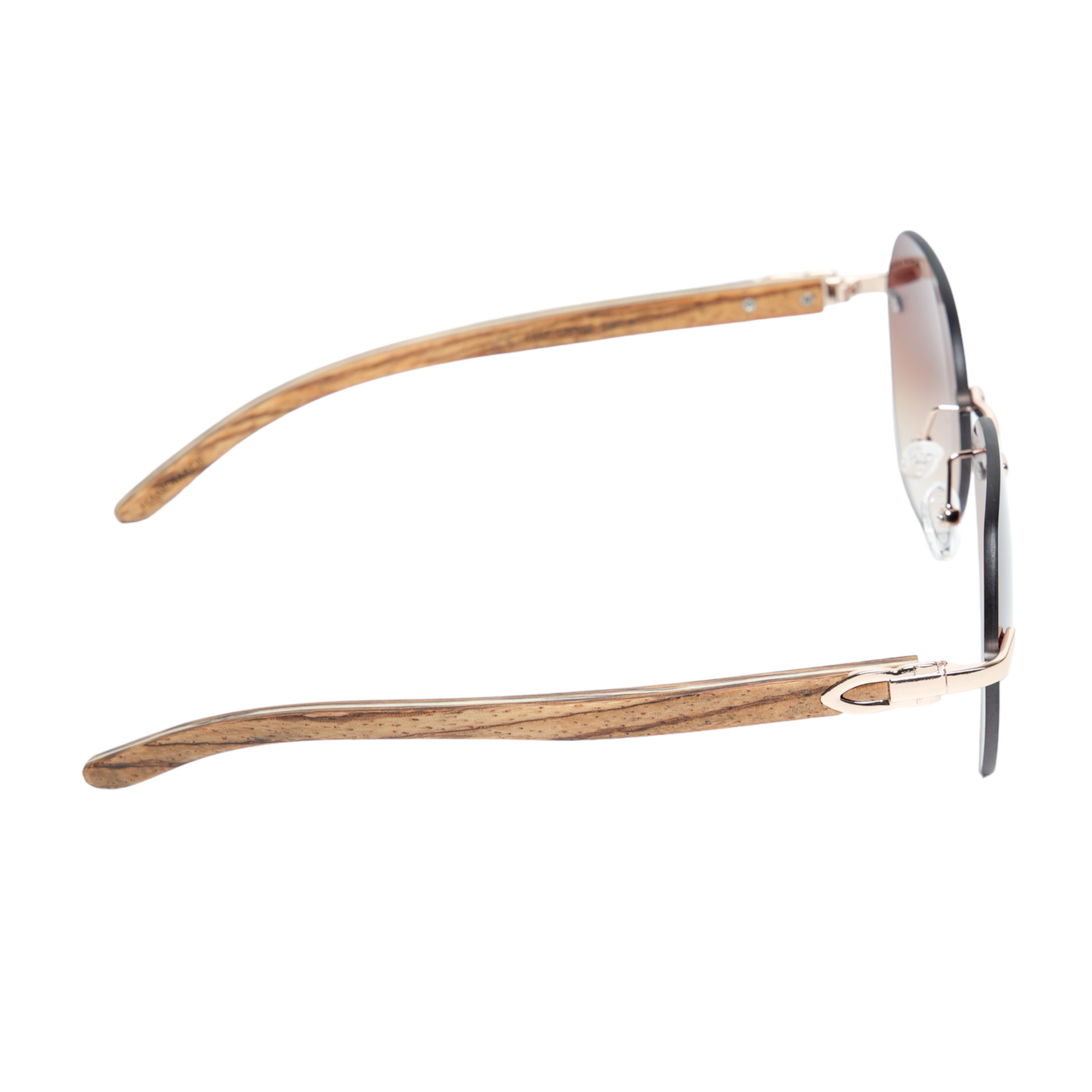 Chokore Rimless Oversized Sunglasses with Wooden Temple (Brown)
