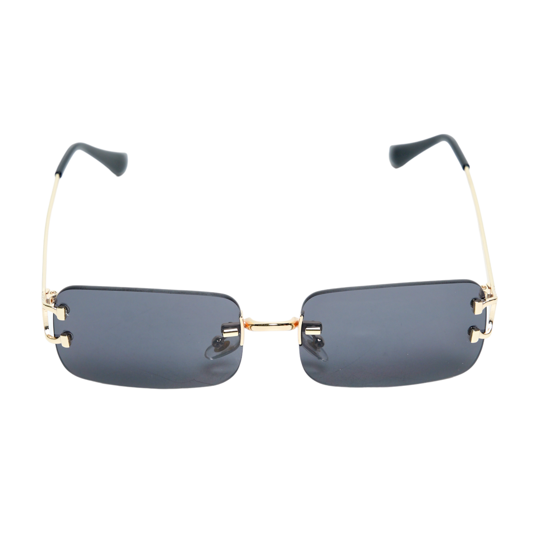 Chokore Rimless Rectangular Sunglasses with Metal Temple (Gray)