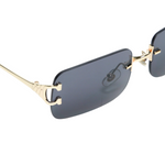 Chokore Chokore Rimless Rectangular Sunglasses with Metal Temple (Gray) 