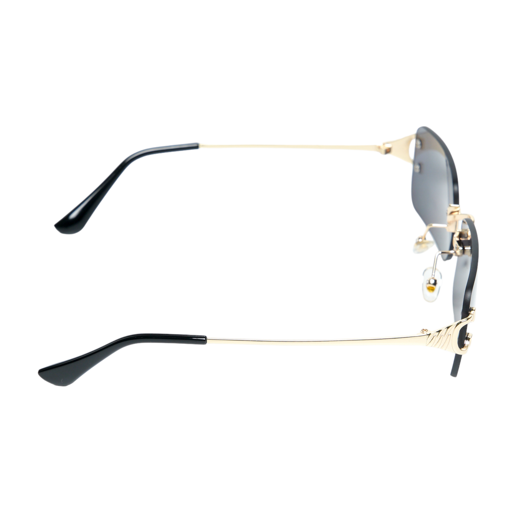 Chokore Rimless Rectangular Sunglasses with Metal Temple (Gray)