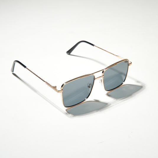 Chokore Classic Square Metal Sunglasses with Double Bridge (Gray & Gold)