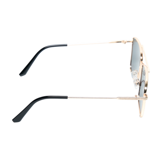 Chokore Classic Square Metal Sunglasses with Double Bridge (Gray & Gold)