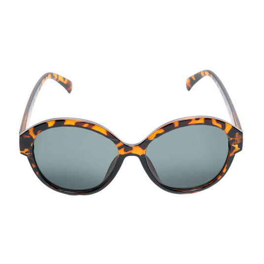 Chokore Oversized Round Leopard Print Sunglasses (Gray)