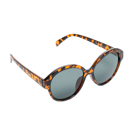 Chokore Oversized Round Leopard Print Sunglasses (Gray)