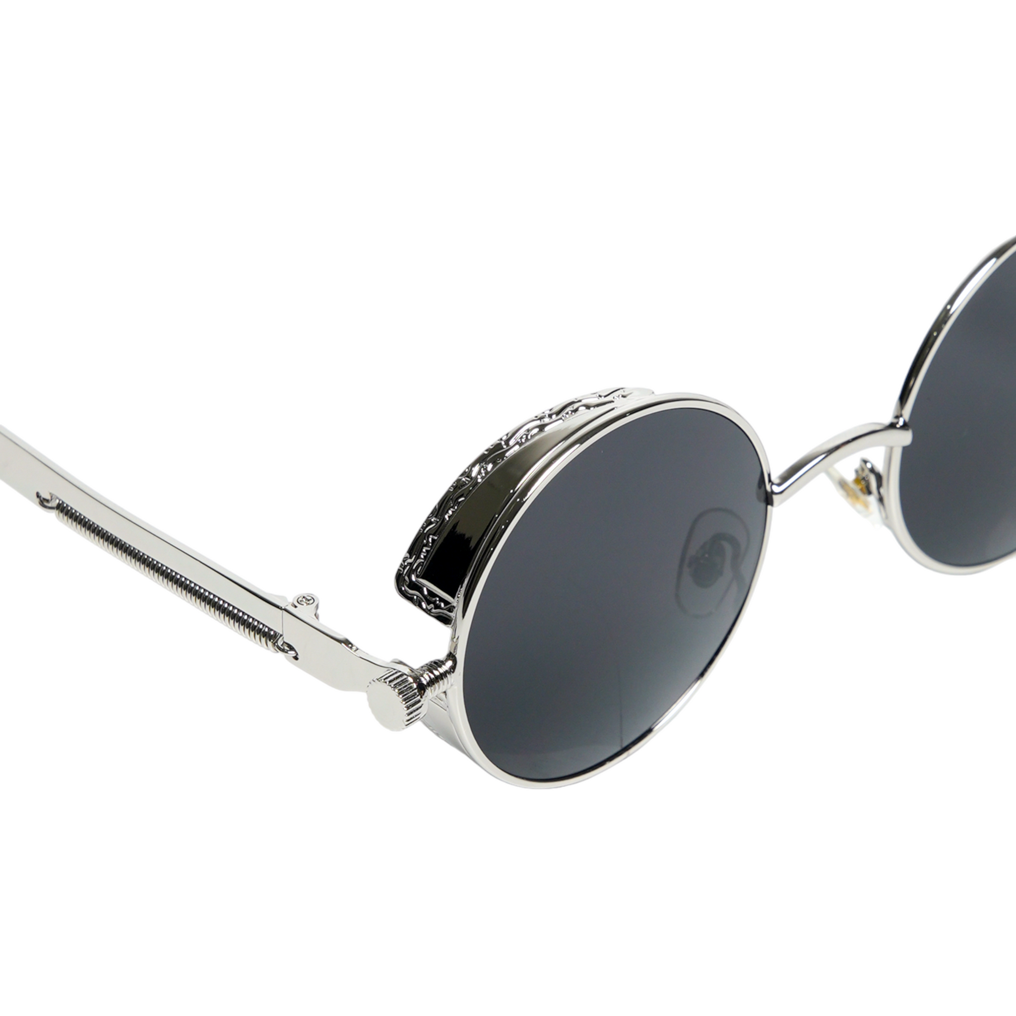 Chokore Retro Polarized Round Sunglasses (Black & Silver)