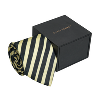 Chokore Chokore Off-White & Black Stripes Silk Necktie - Plaids Range
