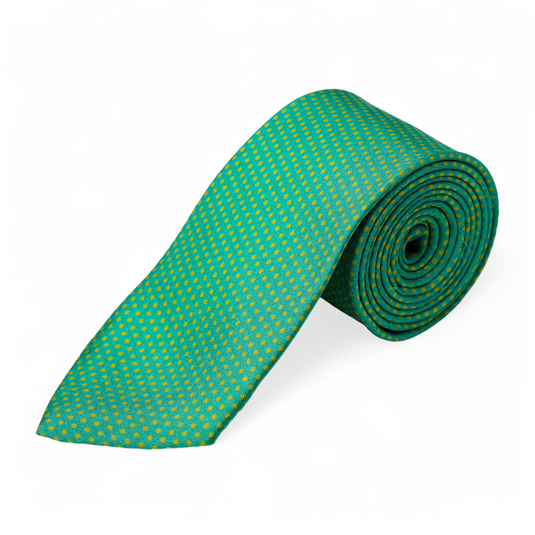Chokore Sea Green & Yellow Dots Silk Necktie - Indian at Heart Range