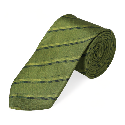 Chokore Green Striped Silk Necktie - Plaids Range