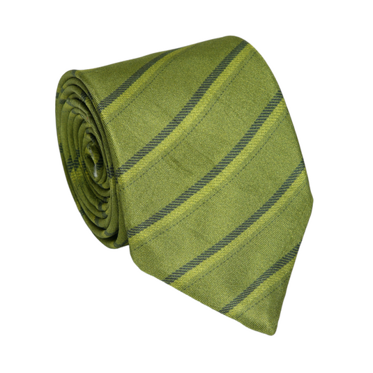 Chokore Green Striped Silk Necktie - Plaids Range
