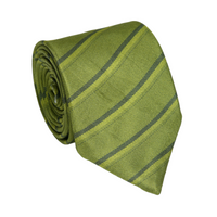 Chokore Chokore Green Striped Silk Necktie - Plaids Range