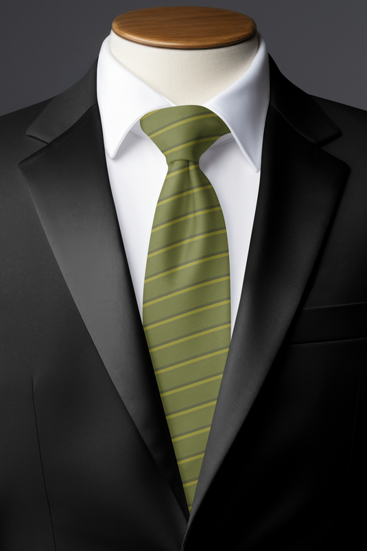 Chokore Green Striped Silk Necktie - Plaids Range