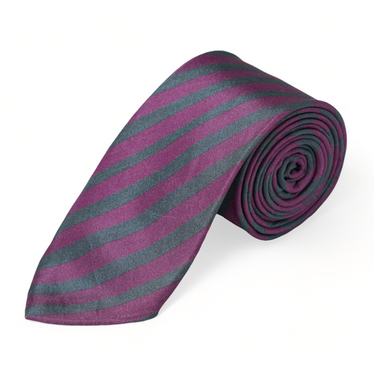 Chokore Mauve & Grey Stripes Silk Necktie - Plaids Collection