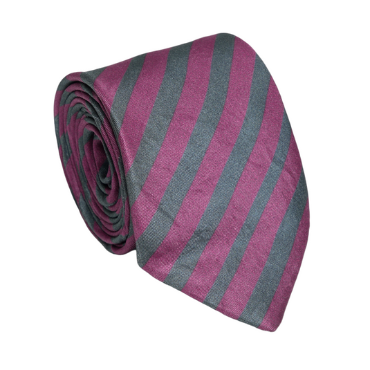 Chokore Mauve & Grey Stripes Silk Necktie - Plaids Collection