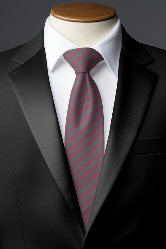 Chokore Mauve & Grey Stripes Silk Necktie - Plaids Collection