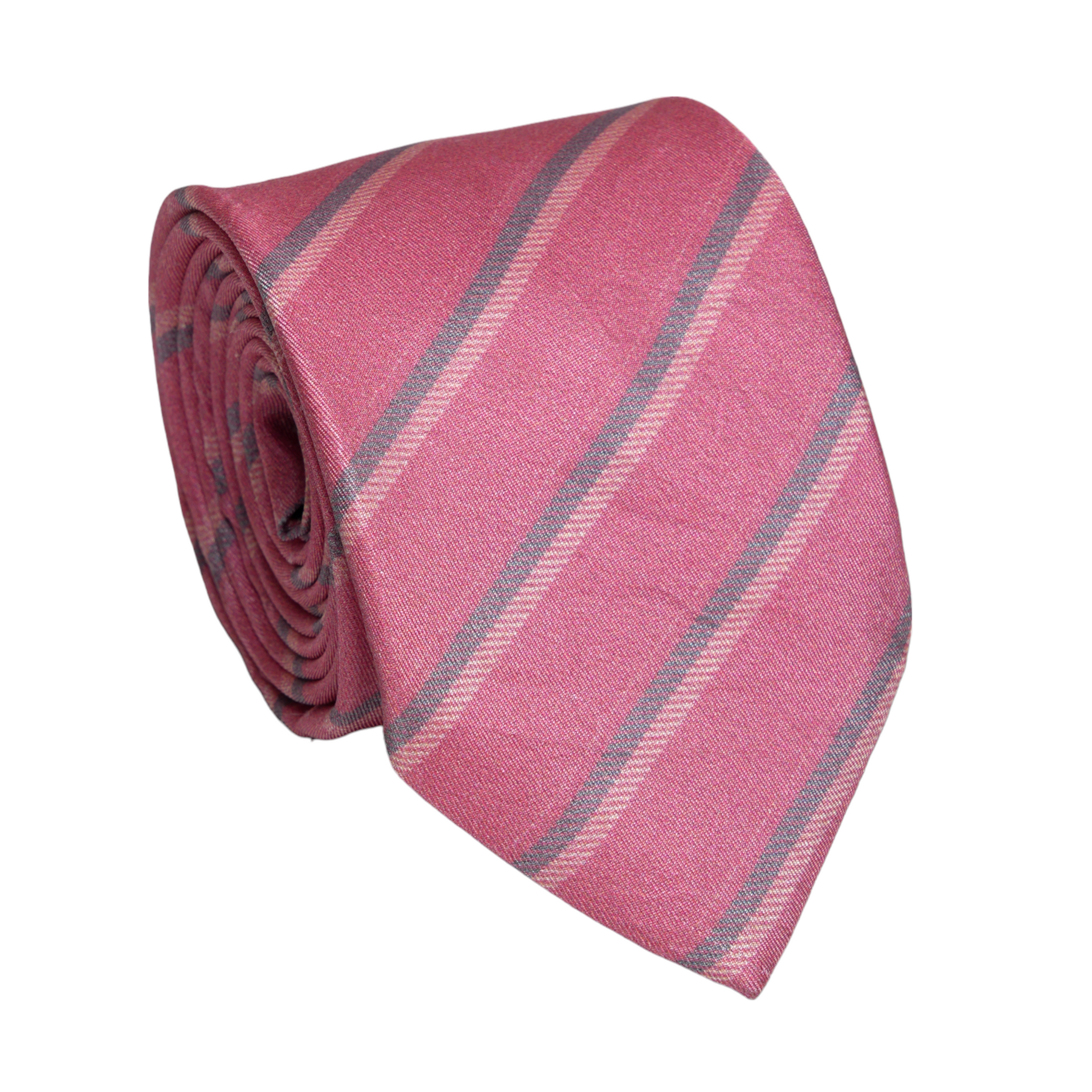 Chokore Pink Striped Silk Necktie - Plaids Range