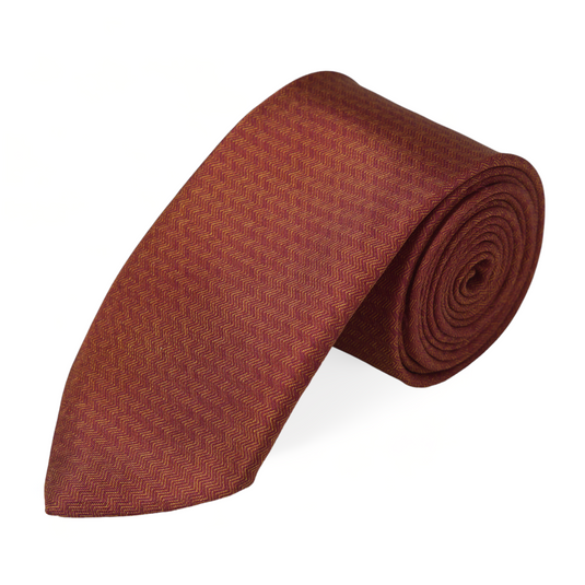 Chokore Red & Orange Herringbone Silk Necktie