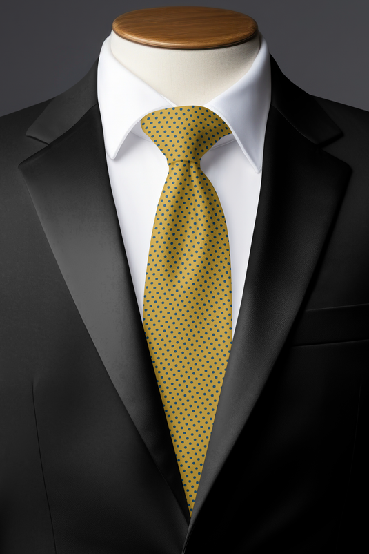 Chokore Yellow & Navy Dots Silk Necktie