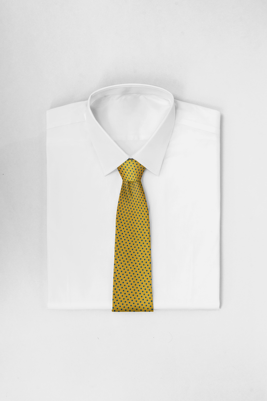 Chokore Yellow & Navy Dots Silk Necktie