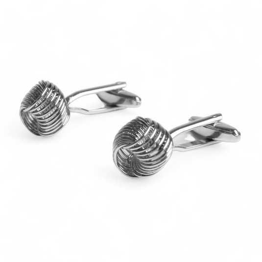 Classic Silver Knot Brass Cufflinks – Formal & Office Wear