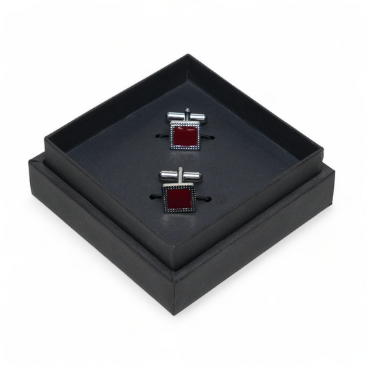 Chokore Textured Square Cufflinks (Burgundy)