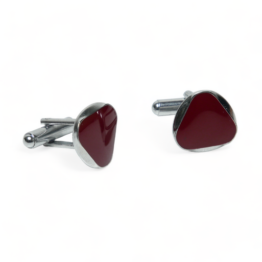 Chokore Circular Triangle Cufflinks (Burgundy)
