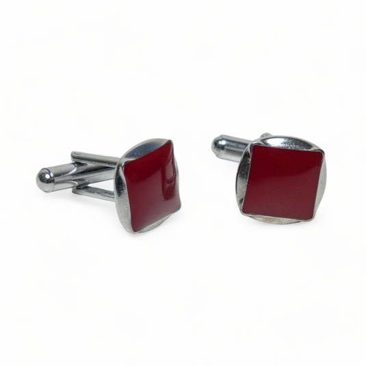 Chokore Circular Square Cufflinks (Burgundy)