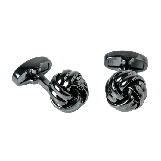 Gunmetal Classic Knot Brass Cufflinks – Modern Formal Wear
