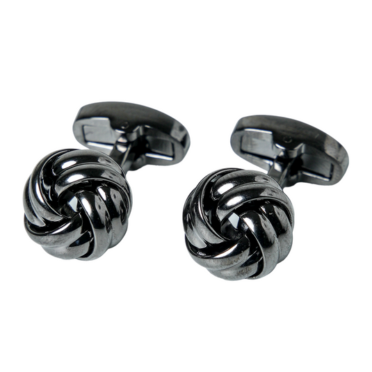 Gunmetal Classic Knot Brass Cufflinks – Modern Formal Wear