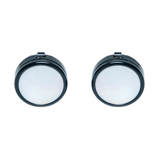 Black & Pearl Brass Cuff Buttons – Easy-Fit Formal Wear