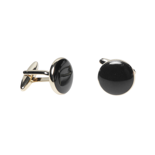 Black & Gold Brass Cufflinks and Studs Set (8 pcs) – Tuxedo Formal Wear