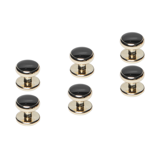 Black & Gold Brass Cufflinks and Studs Set (8 pcs) – Tuxedo Formal Wear