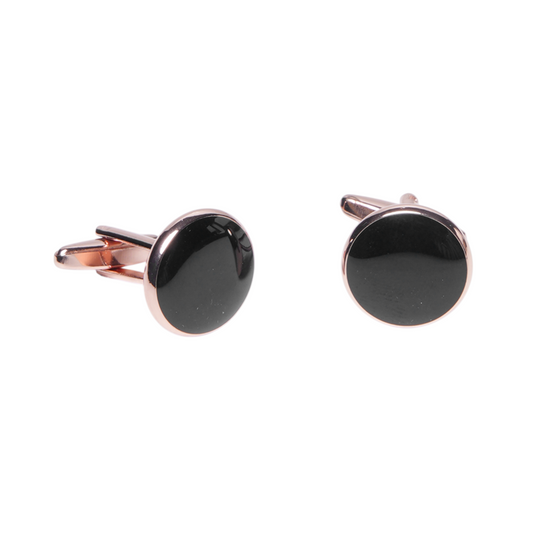 Black & Rose Gold Brass Cufflinks and Studs Set (8 pcs) – Luxurious Tuxedo Wear